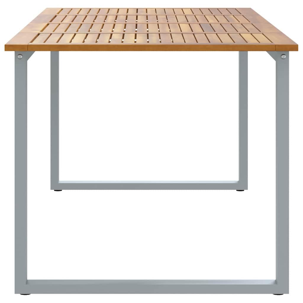 Stół ogrodowy, szary, lite drewno akacjowe, 200 x 90 x 75 cm, ze stalową ramą, stół tarasowy i stół balkonowy do ogrodu, na patio, kemping i dla rodziny, idealny do jedzenia i pikniku na