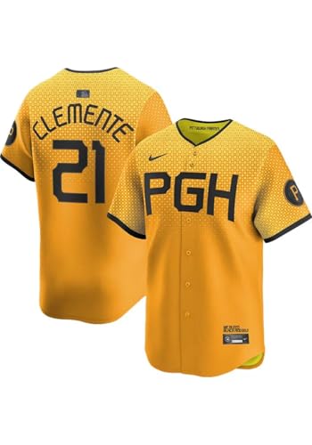 Roberto Clemente Pittsburgh Pirates MLB Nike Mens Yellow Gold City Connect Premier Limited Jersey (US Alpha Medium Regular Regular Yellow)