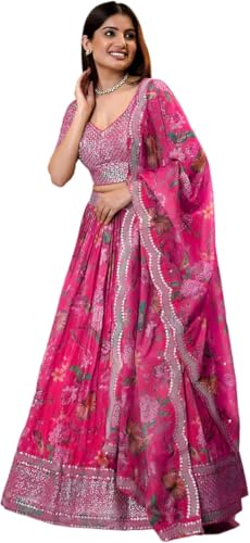 Lehenga Choli indien jupe blouse dupatta tenue mariage rose taille 44 T44
