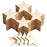 CUWELT 200 Stück 50mm Holzsterne, 5cm Holz Sterne Weihnachten, Stern Holzscheiben zum Basteln und Dekorieren, Verschönerung Holzstern für Weihnachtsbaum Anhänger Hochzeit DIY Baumschmuck