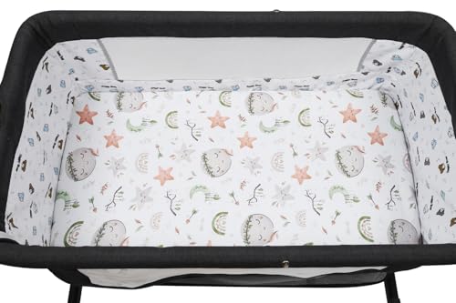 Image of Stretchy Fitted Crib Sheets Set 2 Pack Portable Crib Mattress Topper for Baby Girl Boy,Ultra Soft Jersey Material, Light Green & Moon