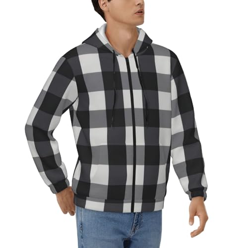 Sweat à capuche zippé thermique homme imprimé écossais idéal pour vos sorties