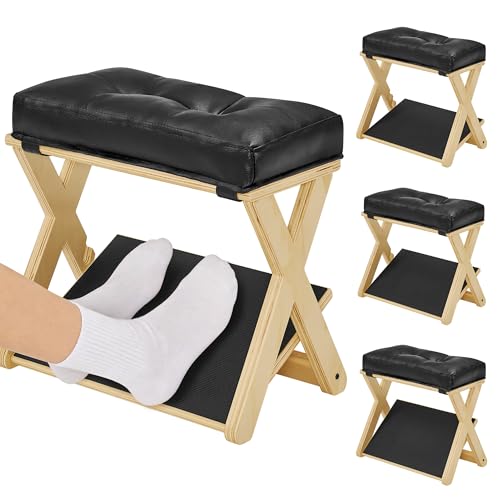 HOMELTSTBO Adjustable Wooden Foot Rest with 3 Heights