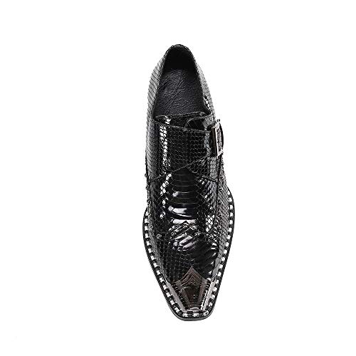 Exquisite Metal Toe Oxfords for Men Slip On Style Monk Strap Imitation Snake Skin Rivet Sole Genuine Leather Formal Dress3