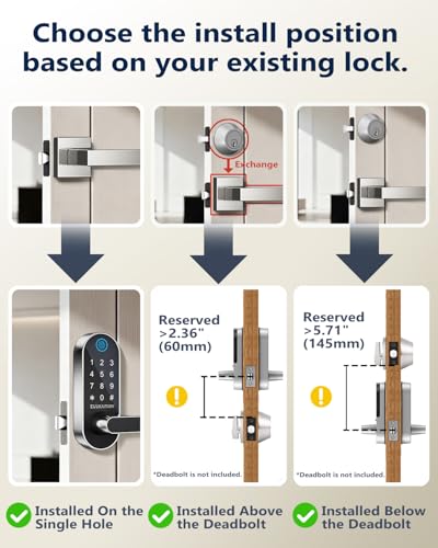 Image of Keyless Entry Door Lock, Fingerprint Door Lock with Handle, Smart Locks for Front Door and Bedroom, WiFi Electronic Locks, App Remote Control, Digital Keypad with Knob, Auto-Lock