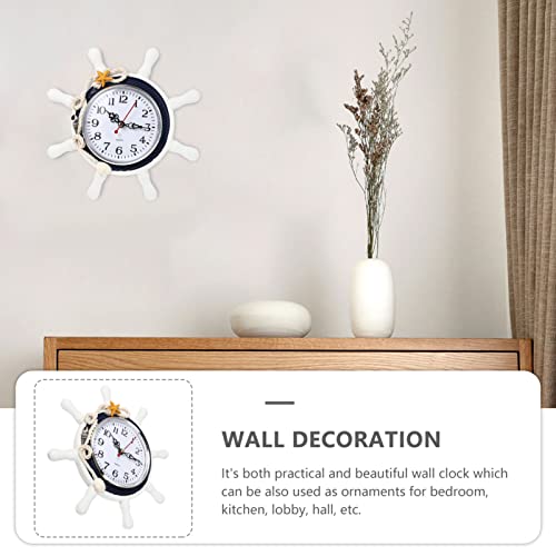 Dechous Nautical Clock Mediterranean Wall Clock Wheel Wall Clock Ticking Silent Nautical Wall Clock Seaside Clock Wall Decoration For Home Office Bedroom (Random Color) #TOP2
