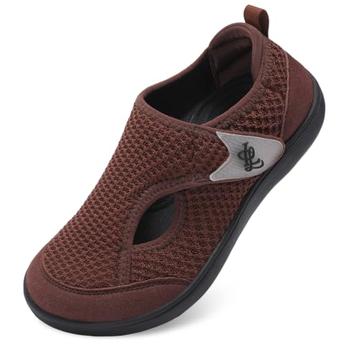 Image of LeIsfIt Wide Toe Box Diabetic Shoes for Women Zero Drop Barefoot Sneakers Breathable Adjustable for Edema Swollen Feet & Seniors