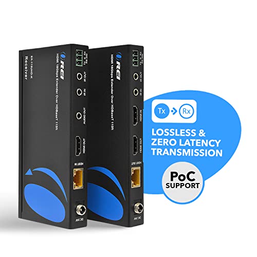 Image of Orei HDBaseT 4K 60Hz HDMI Extender Over Cat5e /6 Ethernet LAN Cable - Up to 115 Ft - IR, CEC, RS-232, PoC