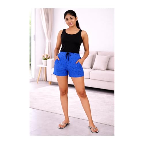 Image of Women Shorts Combo Pack of 3 | Recycled Cotton Fabric | Stretchable & Breathable | Elastic Waist Drawstring | Lounge, Sleepwear| Trendy Prints | Multicolour