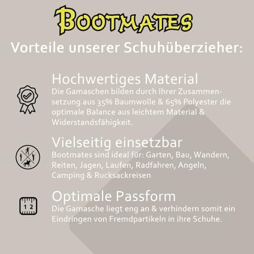 Bootmates Schuh-Überzieher | Gamaschen zum Wandern, Wanderzubehör | Schuh-Stulpen für Garten und Reiten | Arbeitskleidung für Wald, Straßenbau & Handwerk | Galosche kurz | (schwarz)