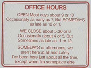 Leister Office Hours Gag Sign