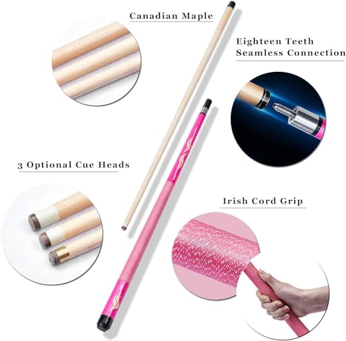 Taco de billar femenino 147 cm diámetro 11.5 mm color rosa miniatura 4
