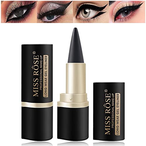 MISS ROSE M Black Gel Eyeliner, Quick-Dry Matte Waterproof Smudge Proof Eye-liner Pencil for Women Girls Daily Party Stage Makeup