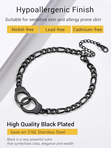 Prosteel PSA4659H-NA Ankle Bracelets Black Anklets For Women Ankle Braclet Stainless Steel Beach Figaro Chain Anklet thumb #3