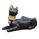C&S Cigarette Ashtray Ancient Egyptian Bastet Cat Goddess Statue, Ash Holder for Smokers, Tabletop Smoking Ash Tray for Outdoor Indoor Home Office Bar Decor, Creative Gift (Black)