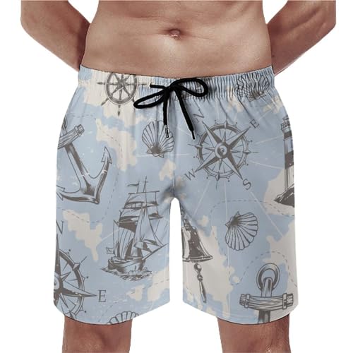 Swim trunk séchage rapide homme boussole avec poches cordon