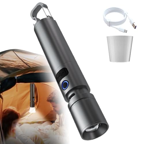 Mlllokfki Power Bank, Recargable Camping Light, Versátil Flashlight Design, Powerful LED Flashlights, Compact Light, Flashlights for Hiking, Multifunctional Camping Gear, Outdoor Flashlig