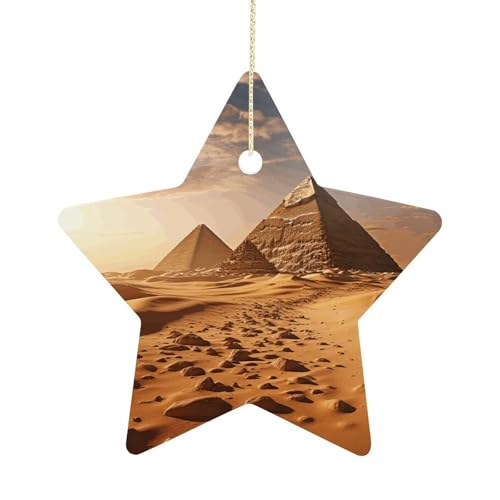 Decorazioni per albero di Natale, decorazioni per albero di Natale stampate a piramide africana deserto, decorazioni per albero di Natale da appendere