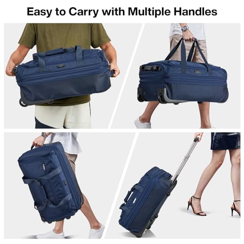Hanke Expandable Carry On Luggage Suitcases with Wheels Foldable Duffle Bag for Travel Carry On suitcase Weekend Bag for Women Men（Blue） by Hanke - Used condition - Image 3