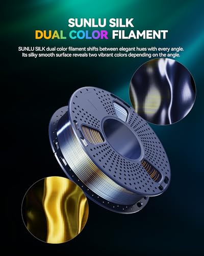 Image of SUNLU Silk Dual Color PLA Filament Bundle Muticolor, Silk 3D Printer Filament, Individually Vacuum Packed, 250G Spool, 4 Pack, 1kg in Total, Red Blue+Red Gold+Black Purple+Blue Green