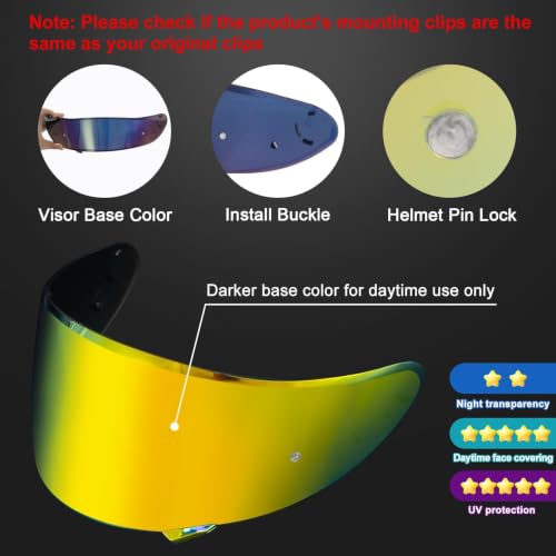 Image of PSLER CWR-1 Visor- RF-1200 Visor X14 Face Shield Replacement for CWR-1 RF 1200 X-Spirit NXR Z7 X14 NX NZ,Deep Gold
