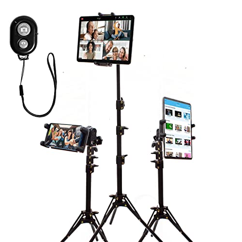 Tablet Floor Tripod, Cell Phone Floor Stand, Ipad Holder Stand With Adjustable Height And 360° Rotating Tripod Ipad Mount For Ipad Mini Pro 12.9/9.7/11, Air, Iphone, 4.7-13" Tablet Cell Phones #TOP10