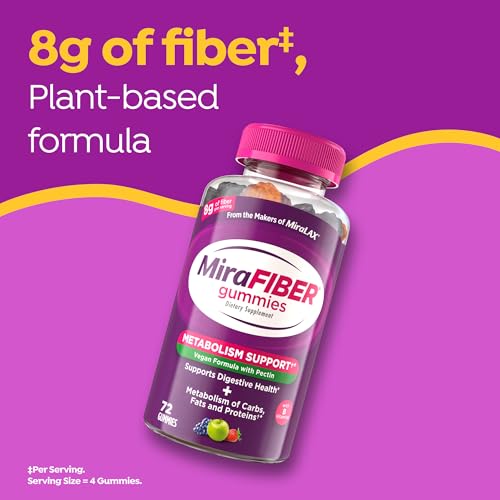 MiraFIBER Gummies, from The Makers of MiraLAX, Vegan Formula, 8g Per Serving, Gut Health for Men & Women, Prebiotic Fiber Gummies for Adults, Mixed Fruit Flavor 72Ct - image 2