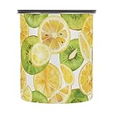 Wudan Acquerello Kiwi Limone Contenitori con Coperchi Barattolo In Acciaio Inox Barattolo Caffè Contenitore Pulsante Contenitori per Dispensa 500ML