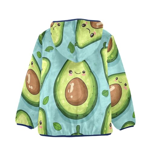 Kawaii Cute Avocado Girls Fleece Jacket Girls Fall Jacket Girls Zip Up Hoodie Girls Sherpa Jacket 2-10T2
