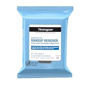 Neutrogena Fragrance-Free Makeup Remover Wipes, Daily Facial Cleanser Towelettes, Gently Removes Oil & Makeup, Alcohol-Free Makeup Wipes, 21 ct
