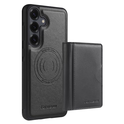 Étui portefeuille en cuir Samsung S24 amovible et antichoc noir