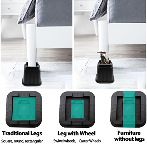 MYMULIKE Bed Risers 5 inch, Heavy Duty Bed Lifts Risers Support Up to 6000 Lbs for Sofa, Table, Couch, Chair or Desk (Set of 6, Black)