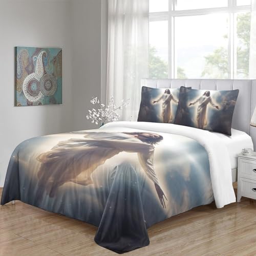 Housse de couette Jésus 3D 140x200 avec fermeture éclair pour lit simple - 5