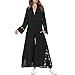 QueenMM Open Front Soft Cardigan for Women Lightweight Islamic Embroidered Cover Ups Black