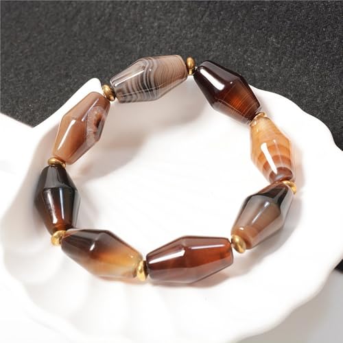 Pulsera de ágata natural de café joyería unisex de cuentas de piedra 4