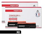  NOPAN-INK - Toner x2-593-11108 (Noir X2) - Compatible pour Dell B1100 Series B1160 B1160w B1163w B1165nfw Dell B1100 Series B1160