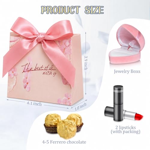 Image of SATYAM KRAFT 50 Pcs Decorative Paper Gift Box with Ribbon | Premium Gift Packaging Box for Hampers, Chocolates, Return Gifts, Wedding & Birthday