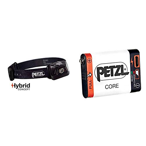 Petzl Tikka Linterna Frontal, Unisex Adulto, Negro, Talla Única + E99ACA, Batería Recargable Compatible con Linterna Hybird Petzl, Blanco