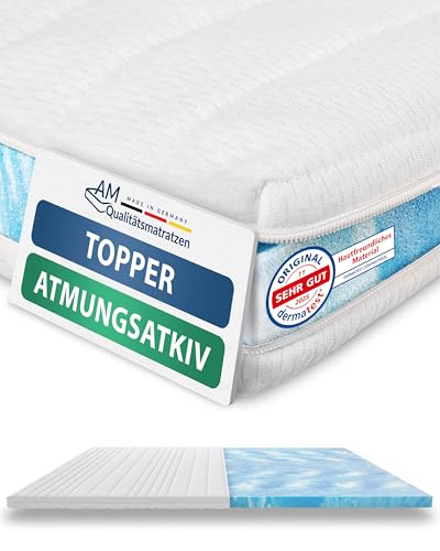 AM Qualitätsmatratzen Topper 180x200cm hart - Made in Germany - Oeko TEX zertifizierter Matratzen Topper 180x200 H4 / H3 für Boxspringbett - Feste Matratzenauflage 180x200 mit waschbarem Bezug