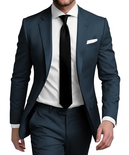 SHUZHXLZANGY Men's Suits Regular Fit Navy Suits for Men Wedding