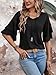 FUNBANG Tops for Women 3/4 Sleeve Blouses V Neck Short Sleeve Bell T Shirts Business Casual Ruffle Outfits Double Layer Outfits Elegant Dressy Clothes Fashion Spring Summer Fall 2026,Black,M