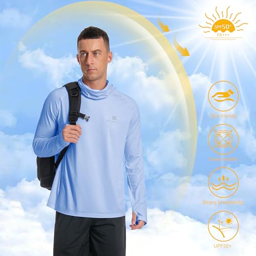 Men's Sun Protection Hoodie Loose Fit UPF 50+ Long Sleeve Shirt SPF Lightweight Fishing Hiking Rash Guard4