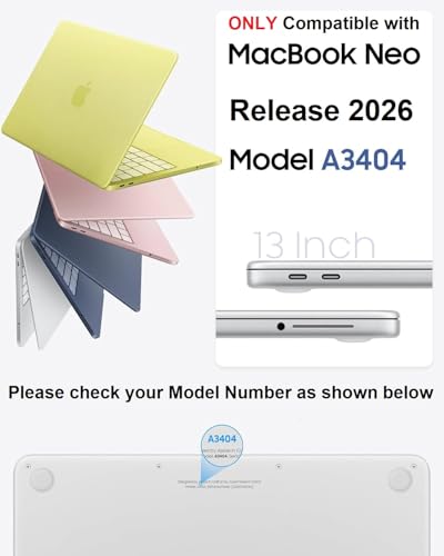 Image of Midkart Compatible with MacBook Neo Case 13 inch 2026 Release Model A3404 with A18 Pro Chip Hard Shell Case Cover with Keyguard and Dustplugs, Crystal Clear