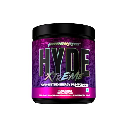 Image of Prosupps HYDE Xtreme - Hard Hitting Energy Pre Workout Supplement | Caffeine, Beta-alanine, Creatine HCl, L-arginine | For Muscle Pump, Vascularity, Strength and Focus | 30 servings, 195g (Pixie Dust)