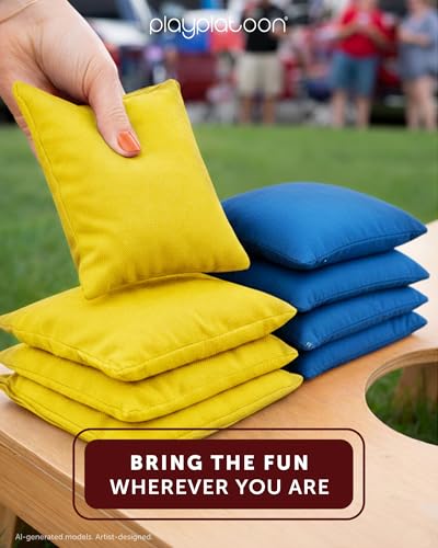 Image of Play Platoon Cornhole Bags Weather Resistant- Set of 8 Regulation Bean Bags for Tossing- Official Professional Size & Weight Corn Hole Bags Two Color All Weather Cornhole Beans Bag Set with Tote Bag
