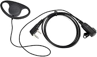 HYS Walkie Talkie Earpiece D-Shape Inline PTT Mic Microphone Headset for Police Security Compatible with Baofeng UV-5R BF-888S UV-82 Wouxun Kenwood 2 Way Radio