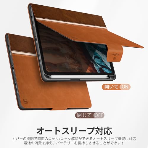 KingBlanc iPad mini7 ケース (A17 Pro、2024)・iPad mini 6 ケース 2021 モデル 8.3インチ対応 手帳型 ペン収納可 ワイヤレス充電対応 オートスリープ/ウェイク ペンホルダー付き 絵描き角度 PU合成レザー iPad mini 第7/6世代 カバー バイカラー (ブラウン)