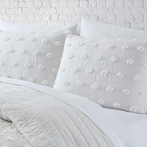 Mudd Eyelash Hypoallergenic Wrinkle Resistant Woven Microfiber 3-Piece Quilt Set (1 Quilt And 2 Shams), Full/Queen, White #TOP1