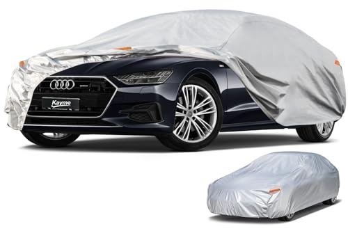 Image of Kayme 6 Layers Car Cover Custom Fit for Audi A7 S7 RS7 (2010-2025) Waterproof All Weather for Automobiles, Outdoor Full Cover Rain Sun UV Protection.Silver