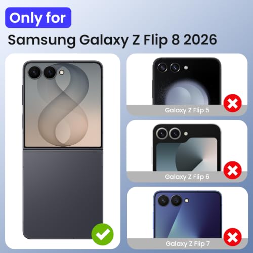 Image of VEGO for Galaxy Z Flip 8 Case with Built-in Privacy Screen Protector,Blue | with Kickstand Hinge Protection Full-Body Military-Grade Protection Shockproof Rugged Phone Case for Samsung Z Flip 8 2026